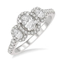 5/8 Ctw Oval Shape Past, Present & Future Round Cut Diamond Semi-Mount Engagement Ring in 14K White Gold