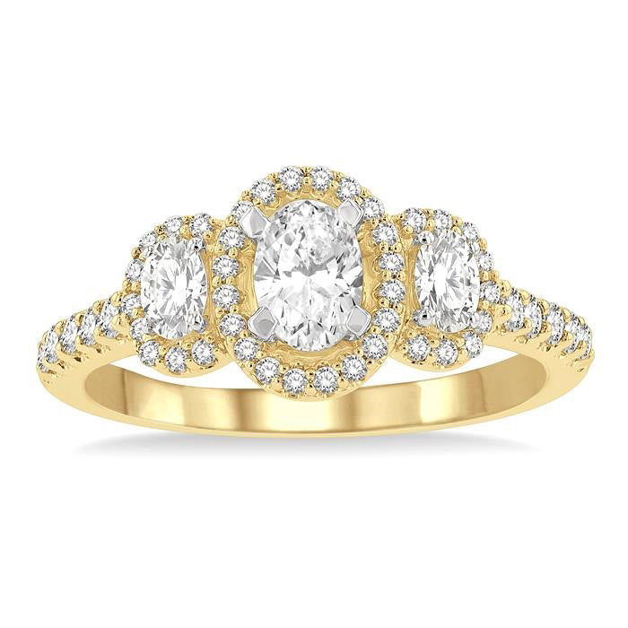 Oval Shape Past Present & Future Semi-Mount Halo Diamond Semi-Mount Ring