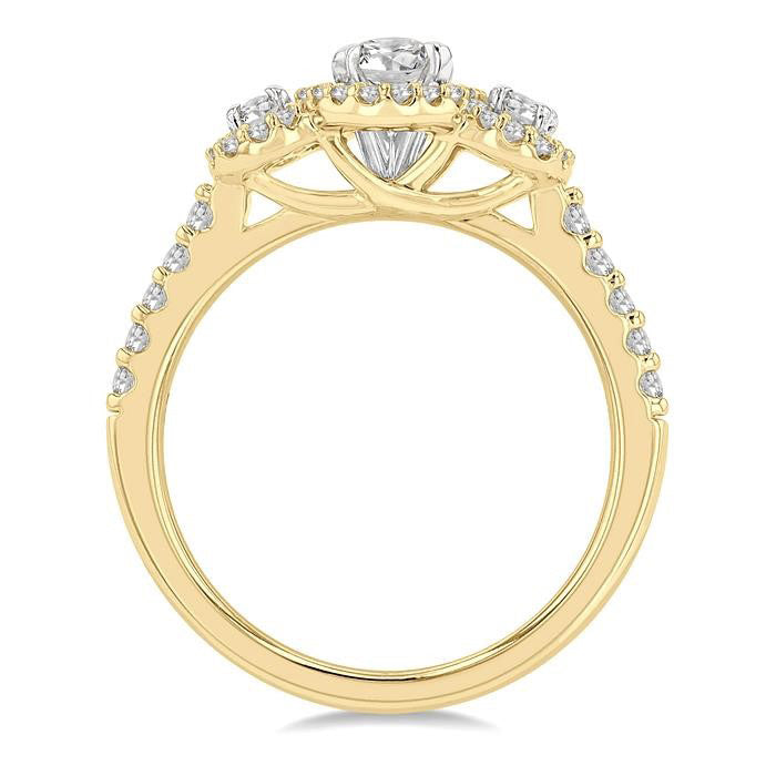 Oval Shape Past Present & Future Semi-Mount Halo Diamond Semi-Mount Ring