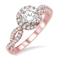 5/8 Ctw Diamond Engagement Ring with 1/4 Ct Round Cut Center Stone in 14K Rose Gold