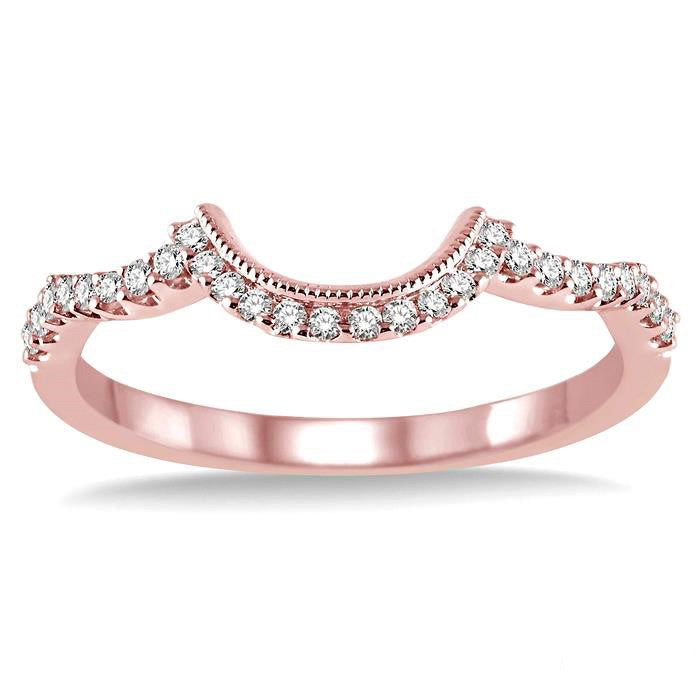 1/6 Ctw Round Cut Diamond Wedding Band in 14K Rose Gold