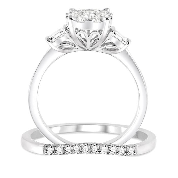 3/4 Ctw Diamond Shine Bright Wedding Set with 3/4 Ctw Round Cut Engagement Ring and 1/20 Ctw Wedding Band in 14K White Gold