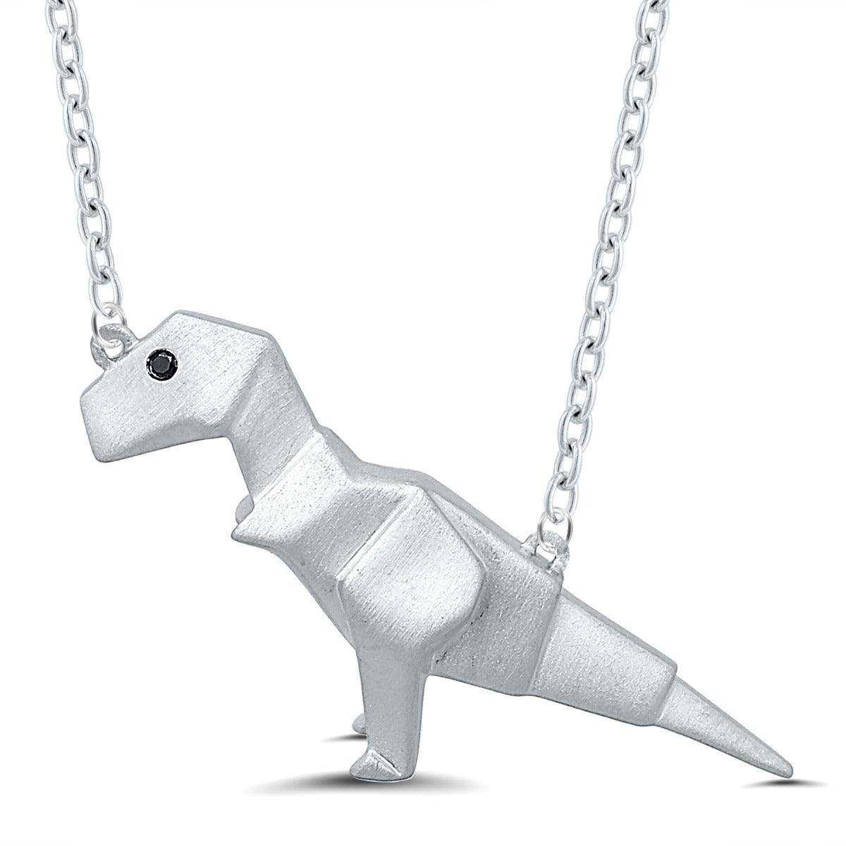 Silver Origami T-Rex .01ctw Black Diamond