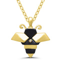 Silver Origami Bumble Bee Pendant .01ctw