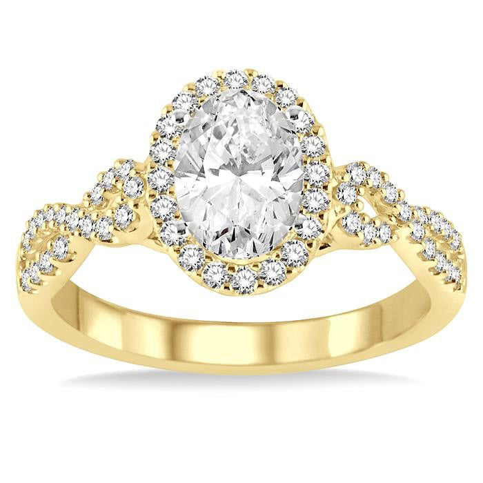 Oval Shape Halo Diamond Engagement Ring