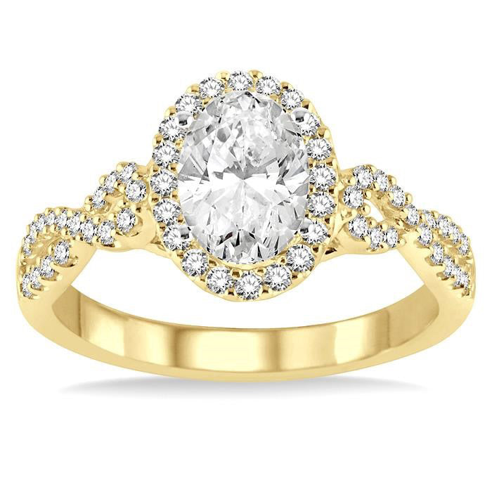 Oval Shape Halo Diamond Engagement Ring