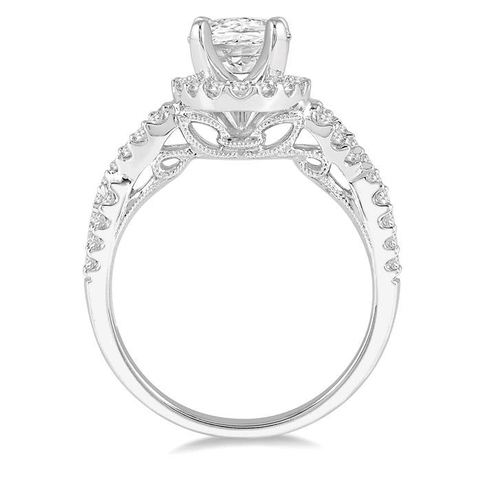 Oval Shape Semi-Mount Halo Diamond Engagement Ring