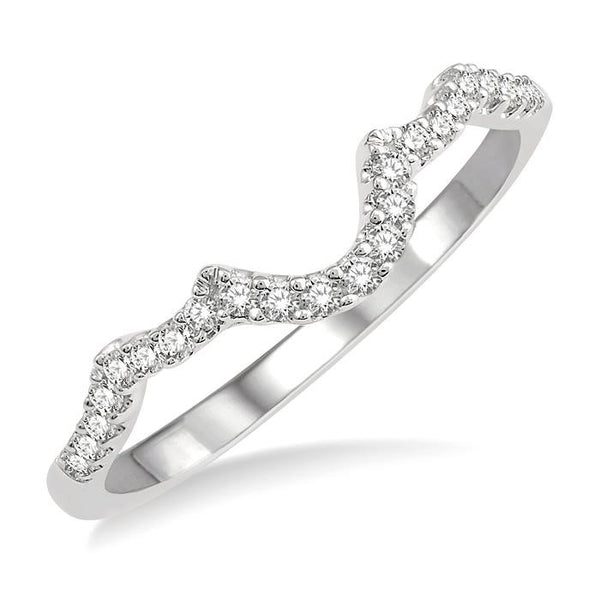 1/6 Ctw Curved Round Cut Diamond Wedding Band in 14K White Gold