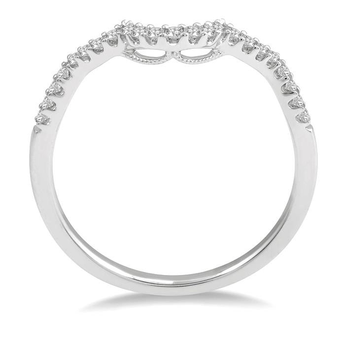 1/6 Ctw Curved Round Cut Diamond Wedding Band in 14K White Gold