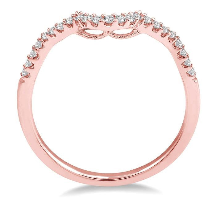1/6 Ctw Curved Round Cut Diamond Wedding Band in 14K Rose Gold