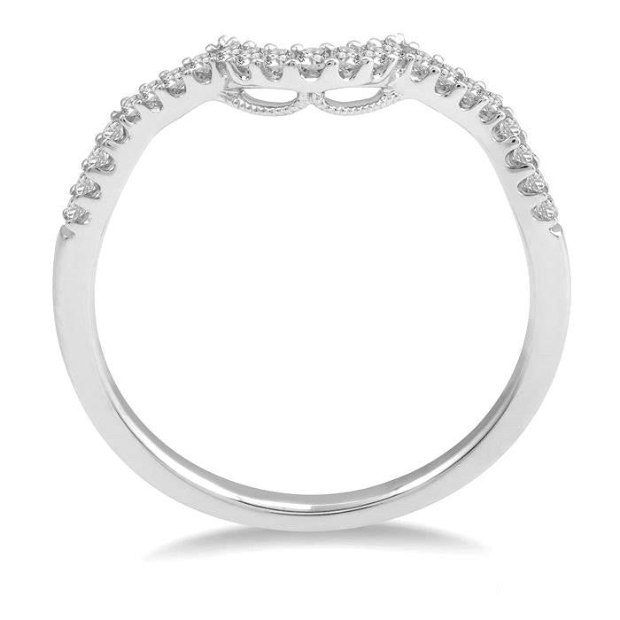1/6 Ctw Curved Round Cut Diamond Wedding Band in 14K White Gold