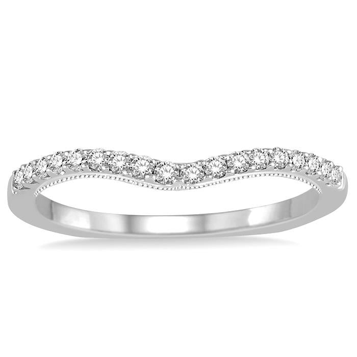 1/5 Ctw Round Diamond Wedding Band in 14K White Gold
