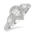 Pear Shape Past Present & Future Halo Diamond Engagement Ring