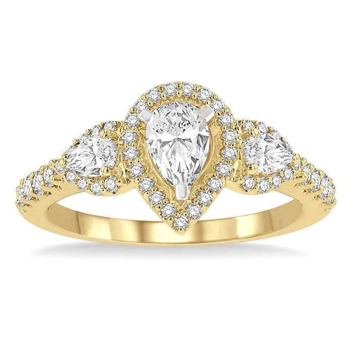Pear Shape Past Present & Future Semi-Mount Halo Diamond Semi-Mount Ring