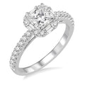 Princess Shape Halo Diamond Engagement Ring