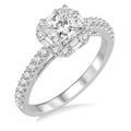 1 1/5 Ctw Diamond Engagement Ring with 5/8 Ct Princess Cut Center Stone in 14K White Gold