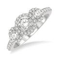 1 Ctw Past, Present & Future Diamond Engagement Ring With 3/8 Ct Round Cut Center Stone in 14K White Gold