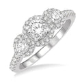 1 Ctw Past, Present & Future Diamond Engagement Ring With 3/8 Ct Round Cut Center Stone in 14K White Gold