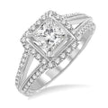 1 1/6 Ctw Diamond Engagement Ring with 3/4 Ct Princess Cut Center Stone in 14K White Gold