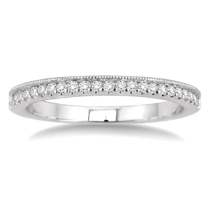 1/6 Ctw Round Cut Diamond Matching Wedding Band in 14K White Gold