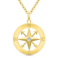 Guiding Light Sterling Silver Diamond Compass Pendant