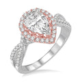 1/2 Ctw Diamond Semi-Mount Engagement Ring in 14K White and Rose Gold