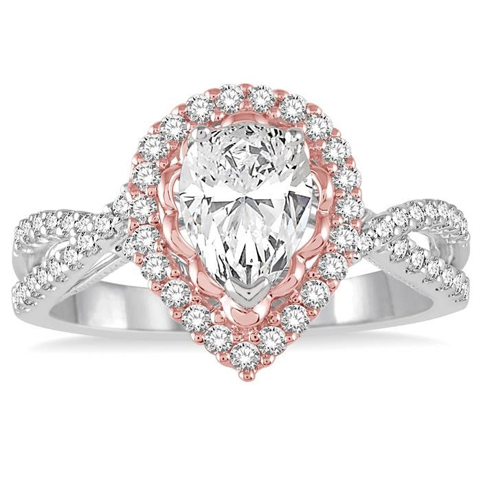 1/2 Ctw Diamond Semi-Mount Engagement Ring in 14K White and Rose Gold