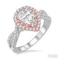 1/2 Ctw Diamond Semi-Mount Engagement Ring in 14K White and Rose Gold
