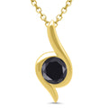 Radiant Flow 10K Yellow Gold Black Diamond Pendant