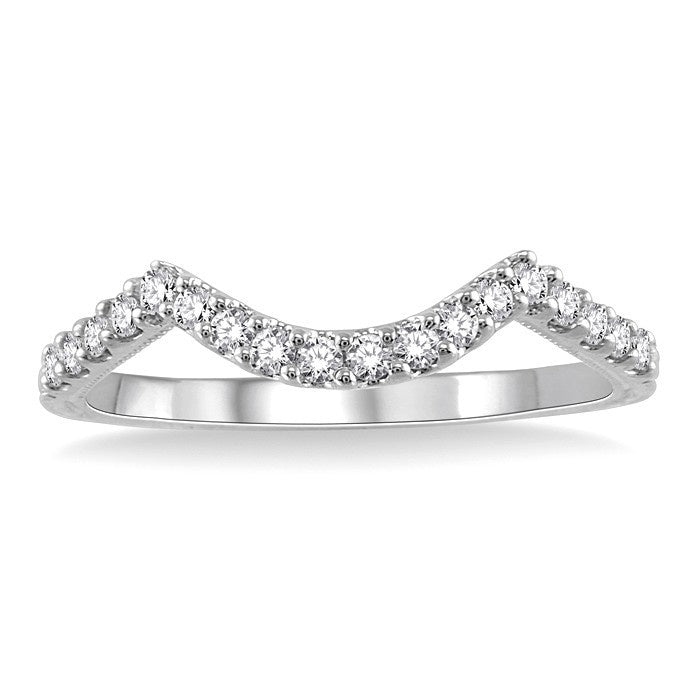 1/4 Ctw Round Cut Diamond Wedding Band in 14K White Gold
