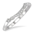 1/20 Ctw Floral Lattice Shank Round Cut Diamond Wedding Band in 14K White Gold
