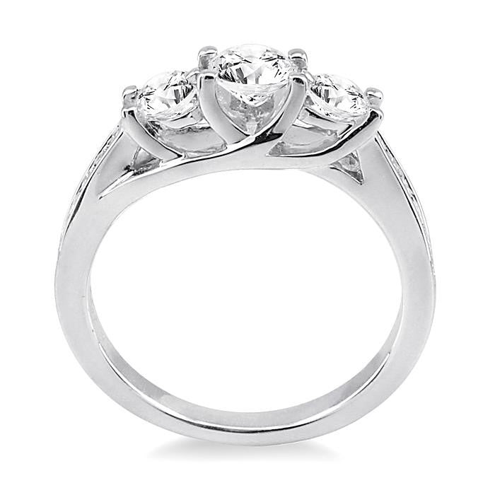 1 Ctw Diamond Engagement Ring with 3/8 Ct Round Cut Center Stone in 14K White Gold
