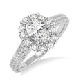 1 1/6 Ctw Diamond Engagement Ring with 5/8 Ct Oval Cut Center Stone in 14K White Gold