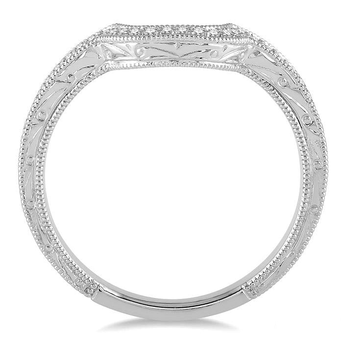 1/6 Ctw Curve Center Round Cut Diamond Wedding Band in 14K White Gold