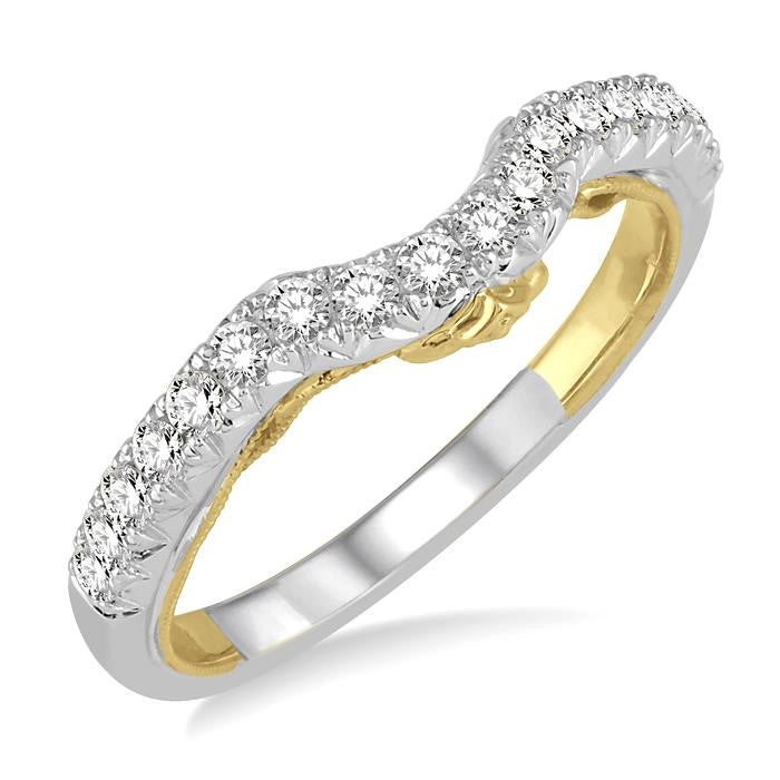 3/8 Ctw Round Diamond Wedding Band in 14K White and Yellow Gold