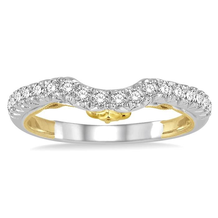 3/8 Ctw Round Diamond Wedding Band in 14K White and Yellow Gold
