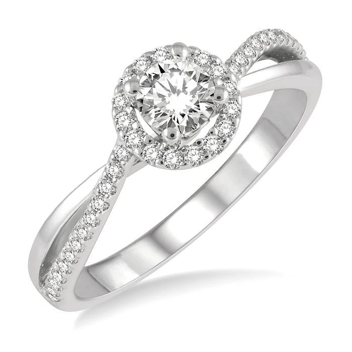 Round Shape Halo Diamond Engagement Ring