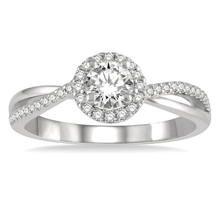 Round Shape Halo Diamond Engagement Ring