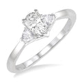 3/4 Ctw Pear and Triangle Cut Diamond Ladies Engagement Ring with 1/2 Ct Pear Cut Center Stone in 14K White Gold