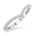 1/10 Ctw Chevron Center Round Cut Diamond Wedding Band in 14K White Gold