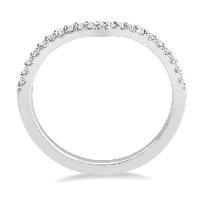 1/10 Ctw Chevron Center Round Cut Diamond Wedding Band in 14K White Gold