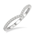 1/10 Ctw Chevron Center Round Cut Diamond Wedding Band in 14K White Gold