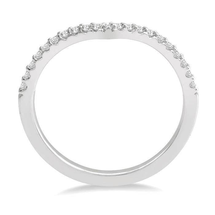 1/10 Ctw Chevron Center Round Cut Diamond Wedding Band in 14K White Gold