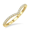 1/10 Ctw Chevron Center Round Cut Diamond Wedding Band in 14K Yellow Gold