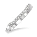 1/8 Ctw Indented Round Cut Diamond Wedding Band in 14K White Gold