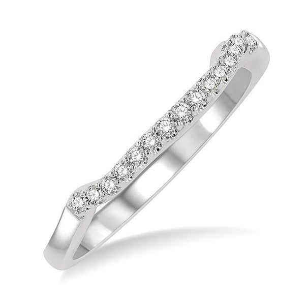 1/8 Ctw Indented Round Cut Diamond Wedding Band in 14K White Gold