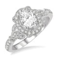 1/3 Ctw Lattice Oval Shape Semi-Mount Round Cut Diamond Engagement Ring in 14K White Gold
