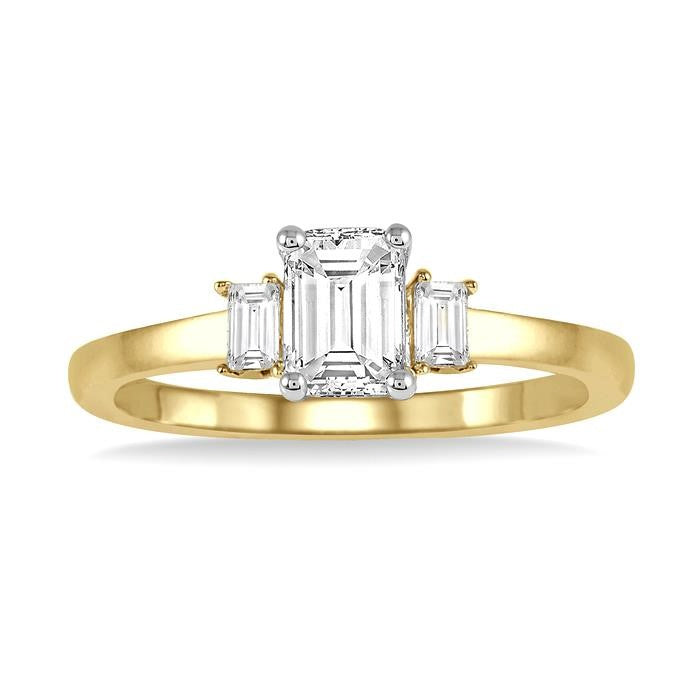 1/10 Ctw Baguette Diamond Semi-Mount Engagement Ring in 14K Yellow and White Gold