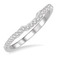 1/5 Ctw Curved Round Cut Diamond Wedding Band in 14K White Gold