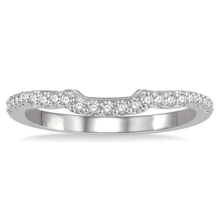 1/5 Ctw Curved Round Cut Diamond Wedding Band in 14K White Gold